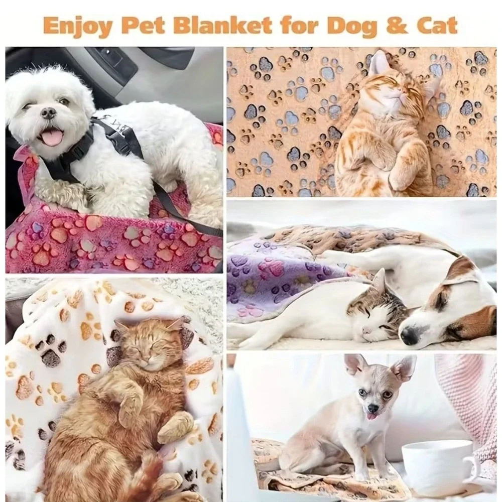 Manta De Cálida Y Suave Mediano Para Mascotas Color Blanco 53 x‎ 76 cm